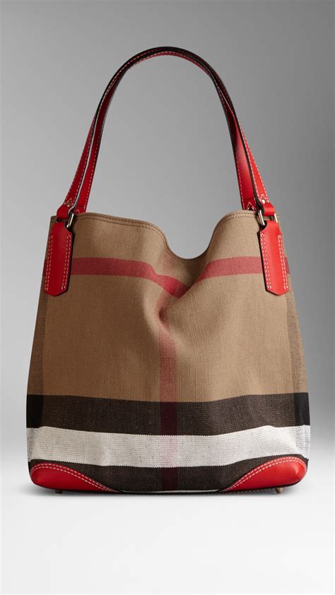 medium canvas check tote bag burberry|burberry packable tote bag.